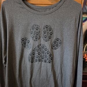 Gray Long Sleeve Shirt with Paw Print
